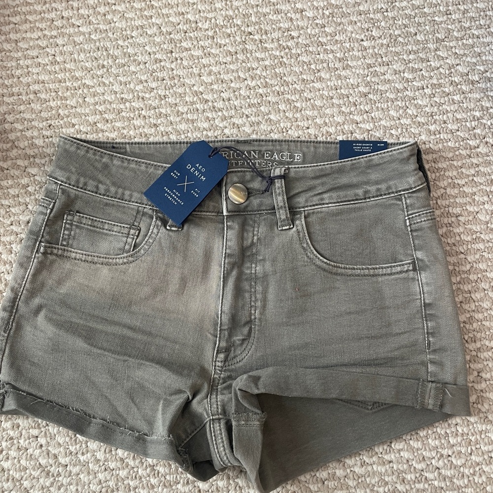 American Eagle Outfitters Green High Waist Shorts
